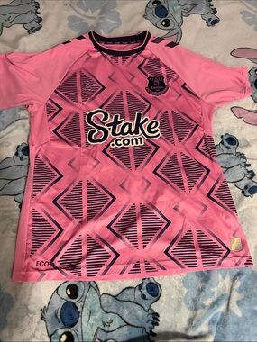 Hummel Pink and Navy Everton Football Jersey